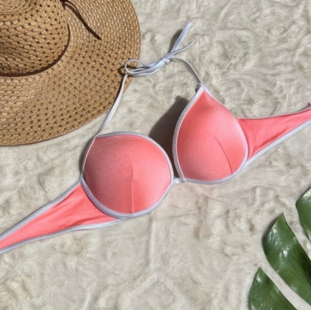 Like-New Victoria's Secret Bombshell Bikini Top Peach Coral White